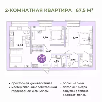 1-к кв. Оренбургская область, Оренбург Ростоши Премьер мкр,  (67.5 м)