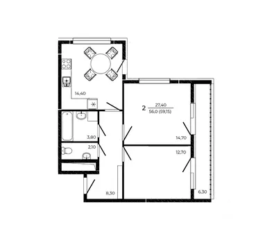 2-к кв. Ростовская область, Ростов-на-Дону Притяжение жилой комплекс ...