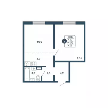 2-к кв. Кировская область, Киров Скандинавия жилой комплекс (47.7 м)