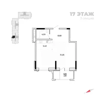 Свободной планировки кв. Удмуртия, Ижевск Новая Восьмая ул., 67 (55.77 ...