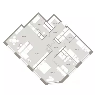 3-к кв. Москва 1-й Можайский туп., 8Ас15 (112.56 м)