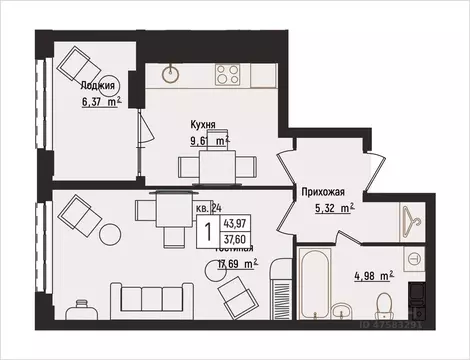 1-к кв. Нижегородская область, Нижний Новгород Литературная ул., 5 ...