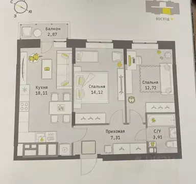 3-к кв. Тульская область, Тула Петровский квартал мкр, ул. Летчика ...