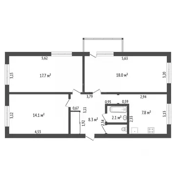 3-к кв. Амурская область, Благовещенск ул. Чайковского, 195/1 (70.6 м)