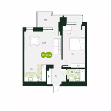 2-к кв. Забайкальский край, Чита Каштакский мкр,  (63.52 м)