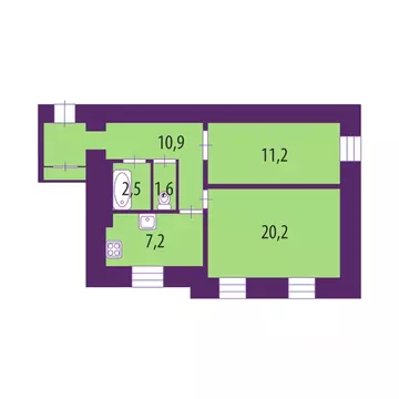 2-к кв. Санкт-Петербург Миллионная ул., 18 (54.0 м)