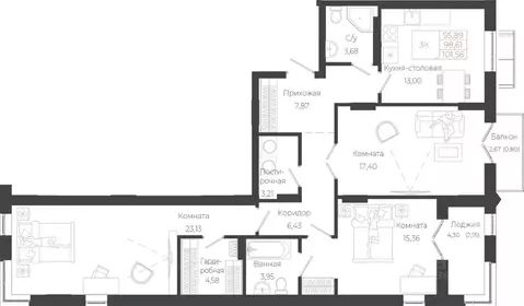 3-к кв. Алтай, Майминский район, с. Майма ул. Энергетиков (101.56 м)