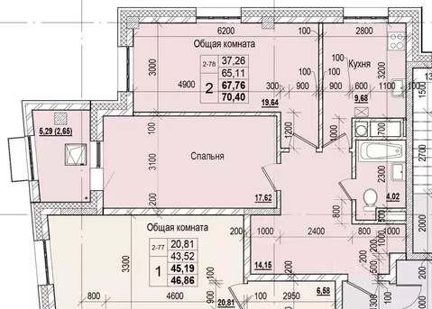 2-к кв. Саха (Якутия), Якутск ул. Чкалова (67.76 м)