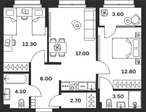 2-к кв. Тульская область, Тула ул. Михеева, 9А (62.0 м)