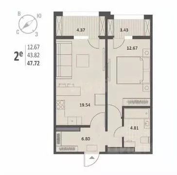 2-к кв. Воронежская область, Воронеж Краснознаменная ул., 72 (47.8 м)