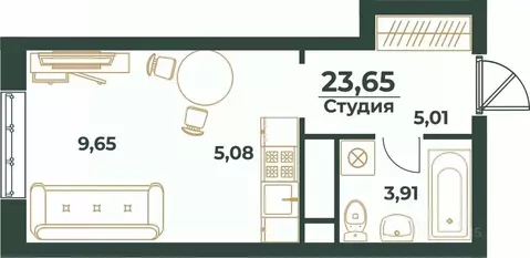 Студия Башкортостан, Уфа ул. Ивана Спатара (23.65 м)