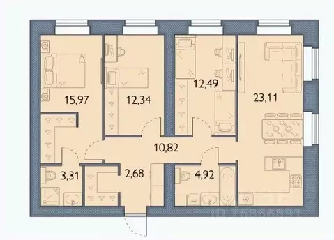 3-к кв. Брянская область, Брянский район, пос. Мичуринский, ...