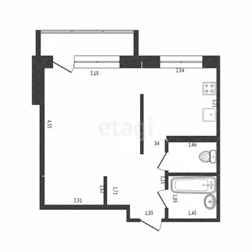 1-комнатная квартира: Тюмень, Ткацкий проезд, 24 (34.9 м)