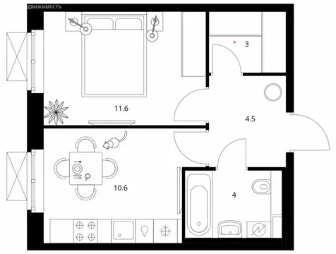 1-комнатная квартира: Москва, ЖК Люблинский Парк, к18-20 (33.7 м)