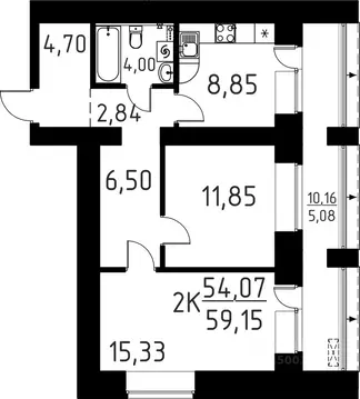 2-к кв. Томская область, Томский район, д. Кисловка, Левобережный мкр ...