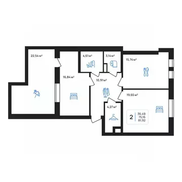 2-к кв. Липецкая область, Липецк Авторский жилрайон,  (81.92 м)