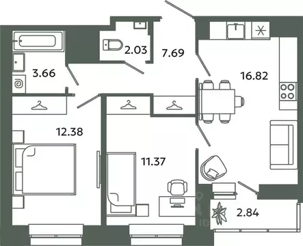 2-к кв. Ленинградская область, Ломоносовский район, Аннинское ...