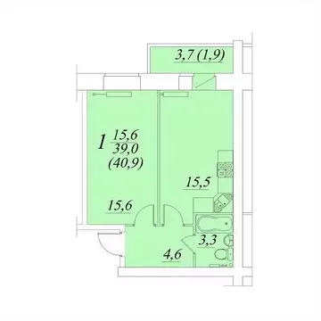 1-к кв. Вологодская область, Вологда Южный мкр,  (40.9 м)