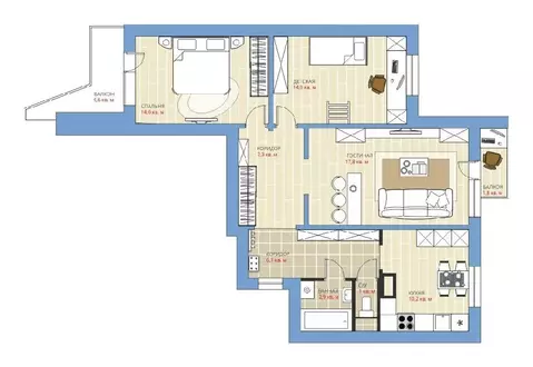 Продается 3-комнатная квартира