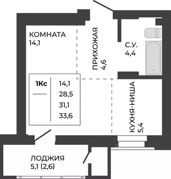 1-к кв. Алтайский край, Барнаул тракт Павловский, 251Б (31.1 м)