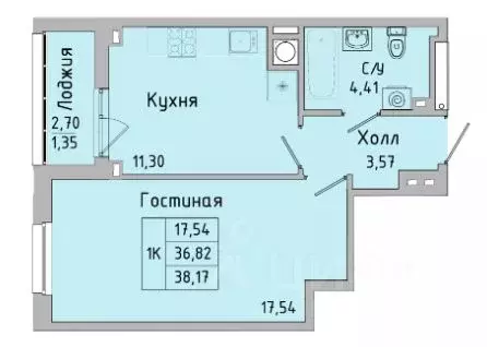 1-к кв. Ростовская область, Батайск ул. Ушинского, 27Ак3 (38.17 м)