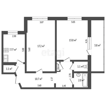 2-комнатная квартира: Орёл, улица Степана Разина, 16 (53.5 м)