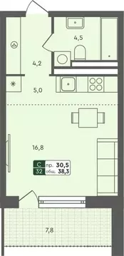 Студия Курганская область, Курган Заозерный жилрайон, 6А мкр, 25/4 ...