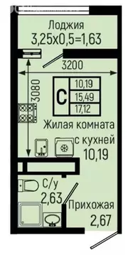 Квартира-студия: село Небуг, Спортивная улица (17.12 м)