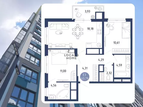 2-к кв. Рязанская область, Рязанский муниципальный округ, с. Дядьково ...