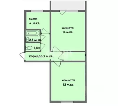 2-к кв. Тверская область, Тверь Садовый пер., 18 (47.5 м)