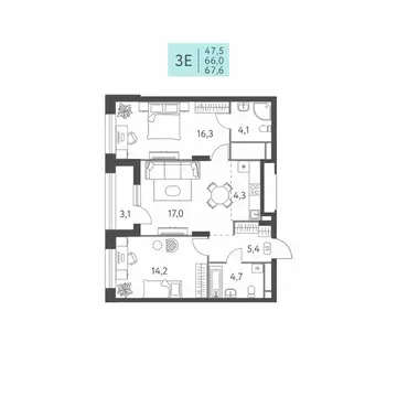 3-к кв. Пермский край, Пермь ул. Левченко, 8 (67.6 м)