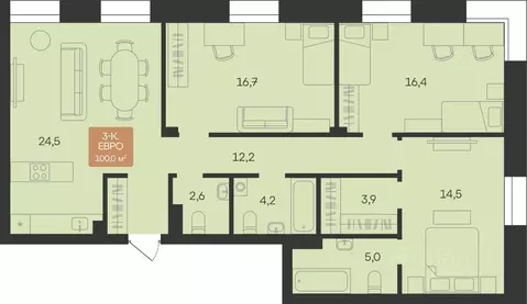 3-к кв. Ямало-Ненецкий АО, Новый Уренгой Созидателей мкр, Атмосфера. ...