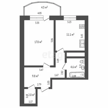 1-комнатная квартира: Тюмень, Широтная улица, 181 (44.2 м)