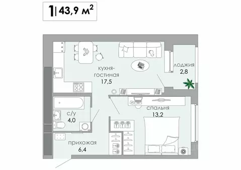 1-к кв. Тверская область, Тверь Южный мкр,  (43.9 м)