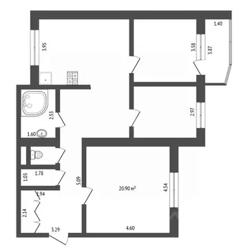 3-к кв. Тюменская область, Тюмень Широтная ул., 181 (94.1 м)