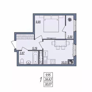 1-к кв. Волгоградская область, Волгоград ул. Тракторостроителей, 31/1 ...