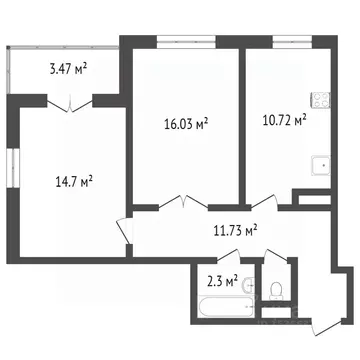 2-к кв. Тюменская область, Тобольск 15-й мкр, 28 (55.6 м)