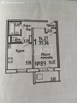 1-комнатная квартира: Ижевск, улица Е.М. Кунгурцева, 27 (35 м)