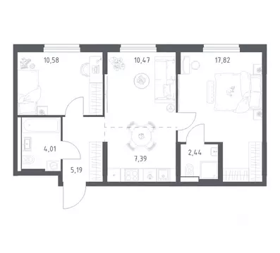2-к кв. Башкортостан, Уфа ул. Минигали Губайдуллина, 8к9 (57.9 м)