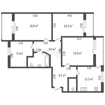 4-комнатная квартира: Симферополь, Одесская улица, 9 (92.5 м)