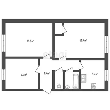 1к в 3-комнатной квартире (8.5 м)