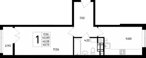 1-к кв. Крым, Евпатория Сезоны жилой комплекс (43.73 м)