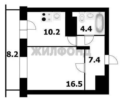 1-комнатная квартира: Новосибирск, улица Дуси Ковальчук, 244 (39.9 м)