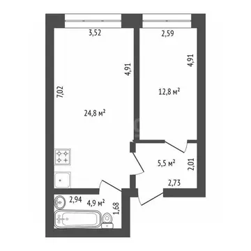 2-к кв. Башкортостан, Уфа ул. Пугачева, 37А (47.5 м)