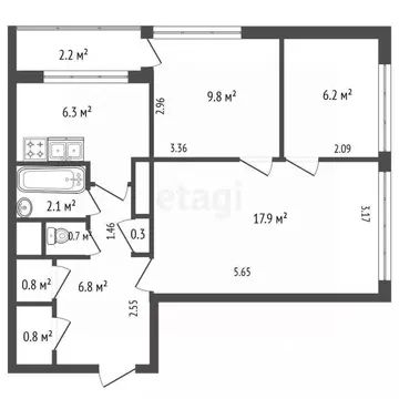 Комната Санкт-Петербург ул. Генерала Симоняка, 3 (24.0 м)