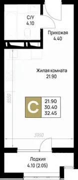 Студия Краснодарский край, Анапа ул. Крылова, 4 (32.45 м)