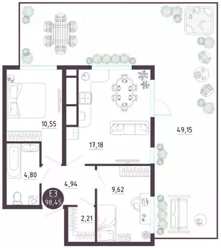2-к кв. Тульская область, Тула ул. Купцов Гречихиных (98.45 м)