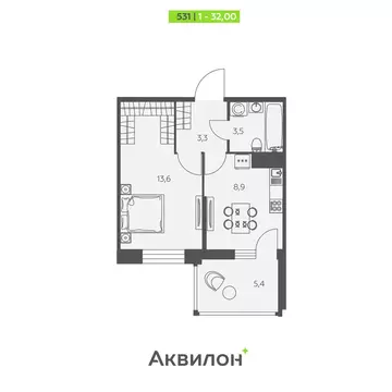 1-комнатная квартира: Заневское городское поселение, Кудрово, ...