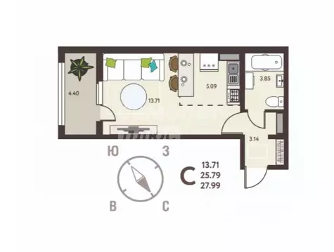 Студия Липецкая область, Липецк ул. Механизаторов, 15А (27.99 м)