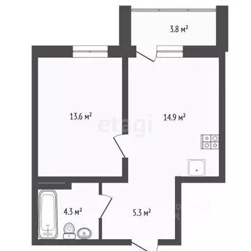 1-к кв. Тюменская область, Тюмень ул. Разведчика Кузнецова, 16 (39.0 ...